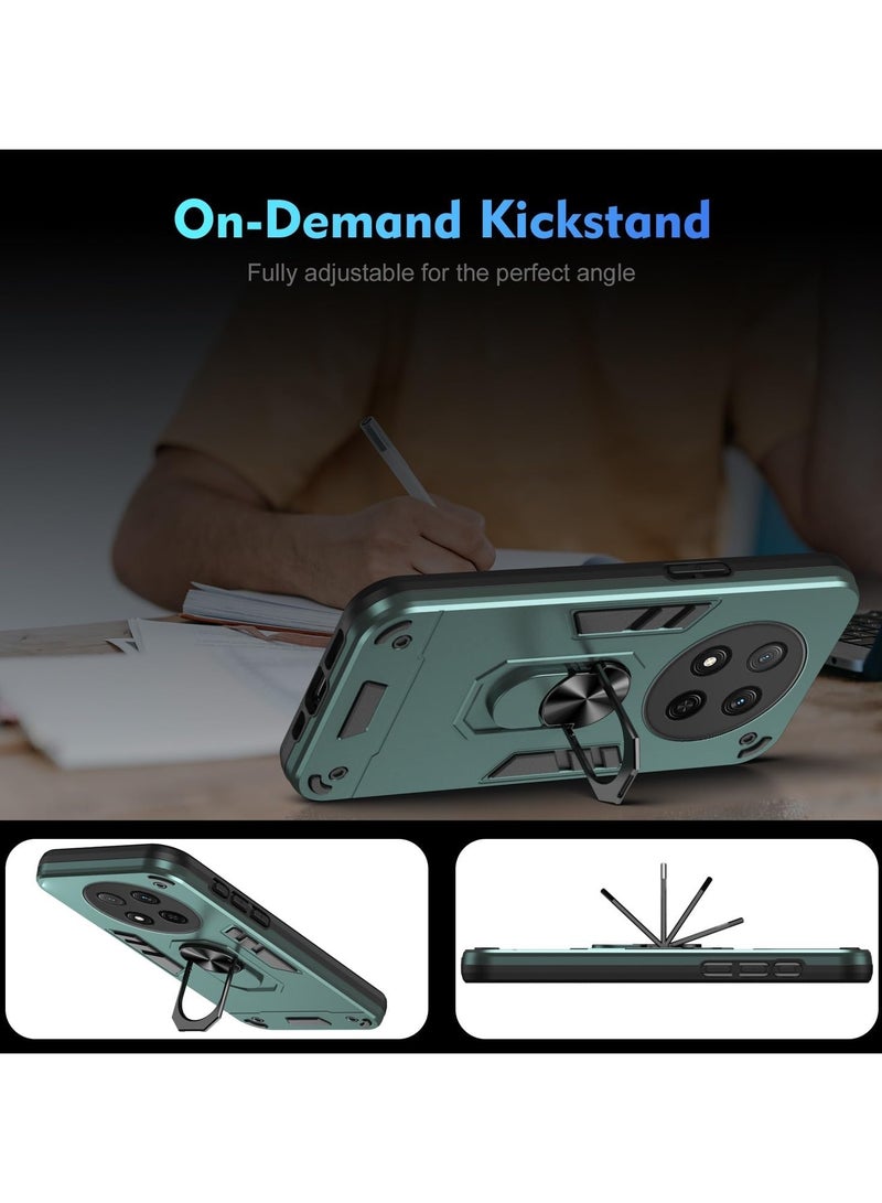 Honor X9c 5G Case Cover with  Kickstand ,Kickstand Shell Back Cover Scratch-Resistant Shock-Absorbing Protector Accessories, Kickstand Stand Magnetic Car Ring Holder Protection (Green) - Image 2