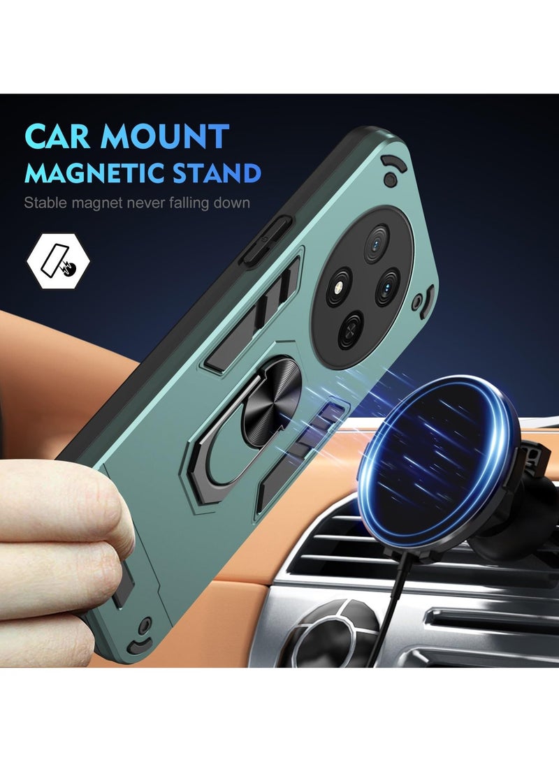 Honor X9c 5G Case Cover with  Kickstand ,Kickstand Shell Back Cover Scratch-Resistant Shock-Absorbing Protector Accessories, Kickstand Stand Magnetic Car Ring Holder Protection (Green) - Image 3