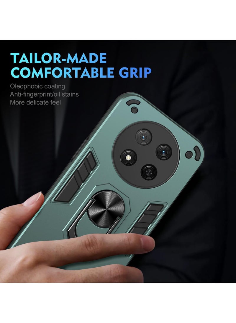 Honor X9c 5G Case Cover with  Kickstand ,Kickstand Shell Back Cover Scratch-Resistant Shock-Absorbing Protector Accessories, Kickstand Stand Magnetic Car Ring Holder Protection (Green) - Image 5
