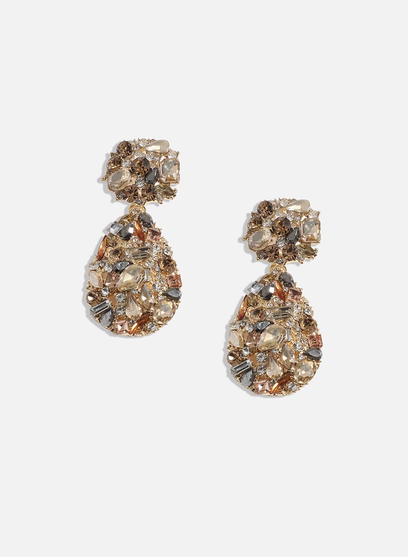 SOHI Textured Crystal Artificial Drop Earring Jewellery - Image 2