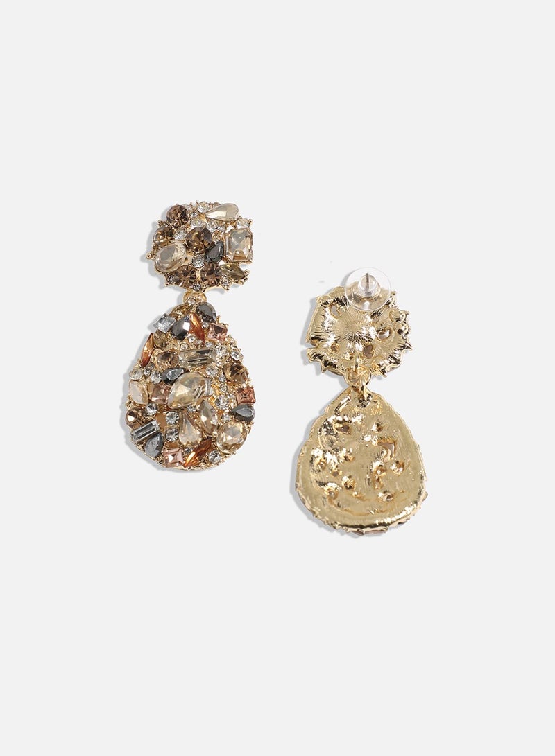 SOHI Textured Crystal Artificial Drop Earring Jewellery - Image 3