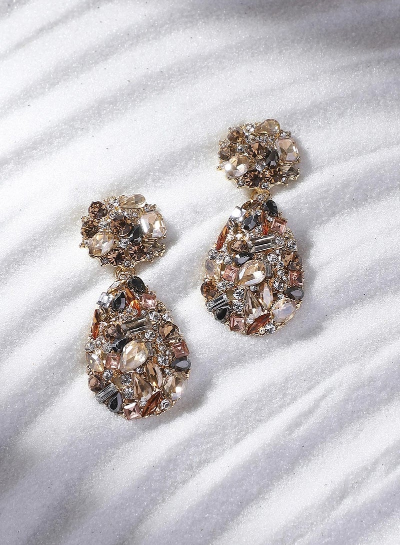 SOHI Textured Crystal Artificial Drop Earring Jewellery - Image 5