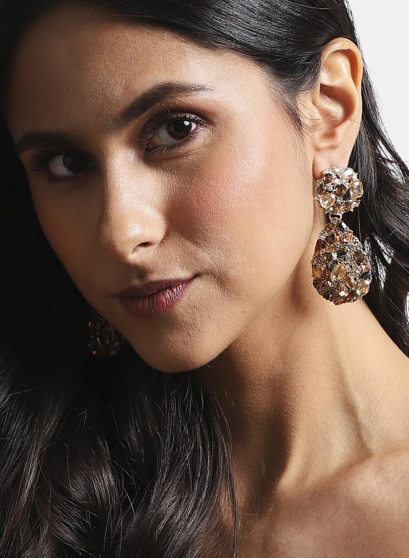 SOHI Textured Crystal Artificial Drop Earring Jewellery - Image 1