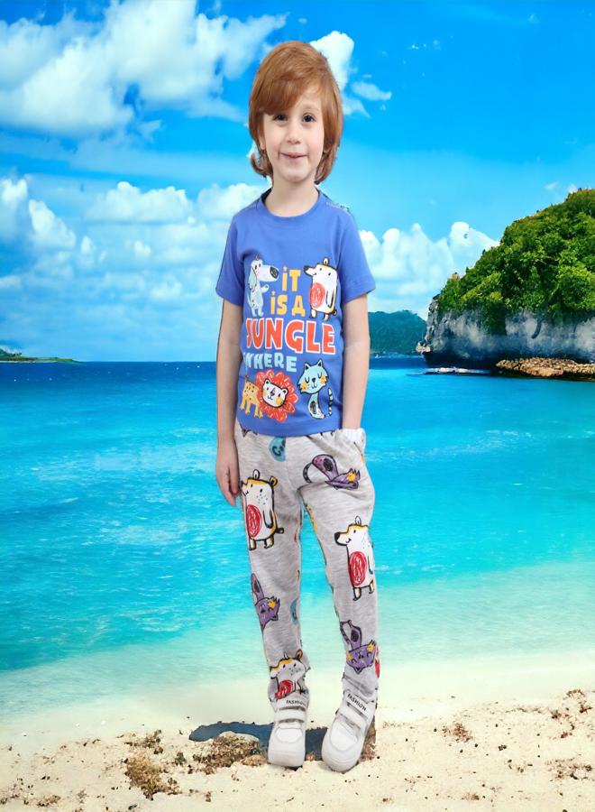 CHOiCE Luxurious Cotton Boys' Pajamas (Age 5 Years) - Summer Collection 2024 - Soft Fabrics and Vibrant Colors for a Stylish and Comfortable Look, Available in 🌈 CHOICE - Image 2