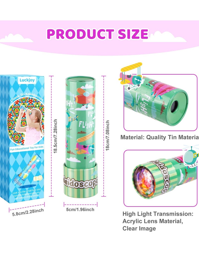 Mordely Classic Tin Kaleidoscope, Kaleidoscope for Kids, Kaleidoscope Toy with Metal Body, Retro Toys Educational Toys Green Kaleidoscope with 3D Pattern, Birthday Party Gift for Boys and Girls - Image 3