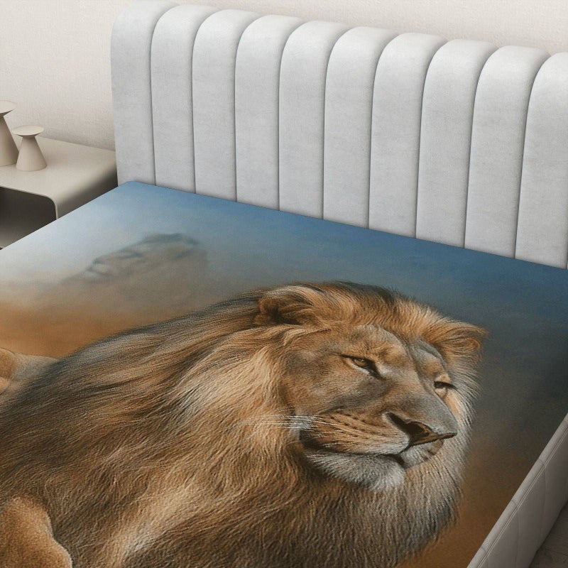 1pc Mixed Colors Fitted Sheet Featuring A Lion Design Breathable And Soft Mattress Protector For King Size Bed 79.92 By 77.95 Inches Perfect For Safari Themed Bedroom Guest Room - Image 4