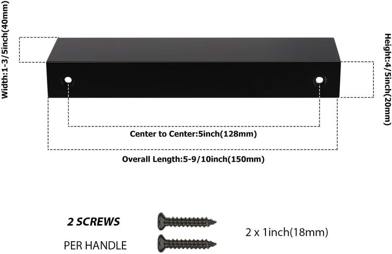 Peaha 30 Pack Kitchen Cabinet Handles 5 Inch Black Pulls For Dresser Drawers Door Edge Finger Pull Aluminum Alloy Hardware - Image 2