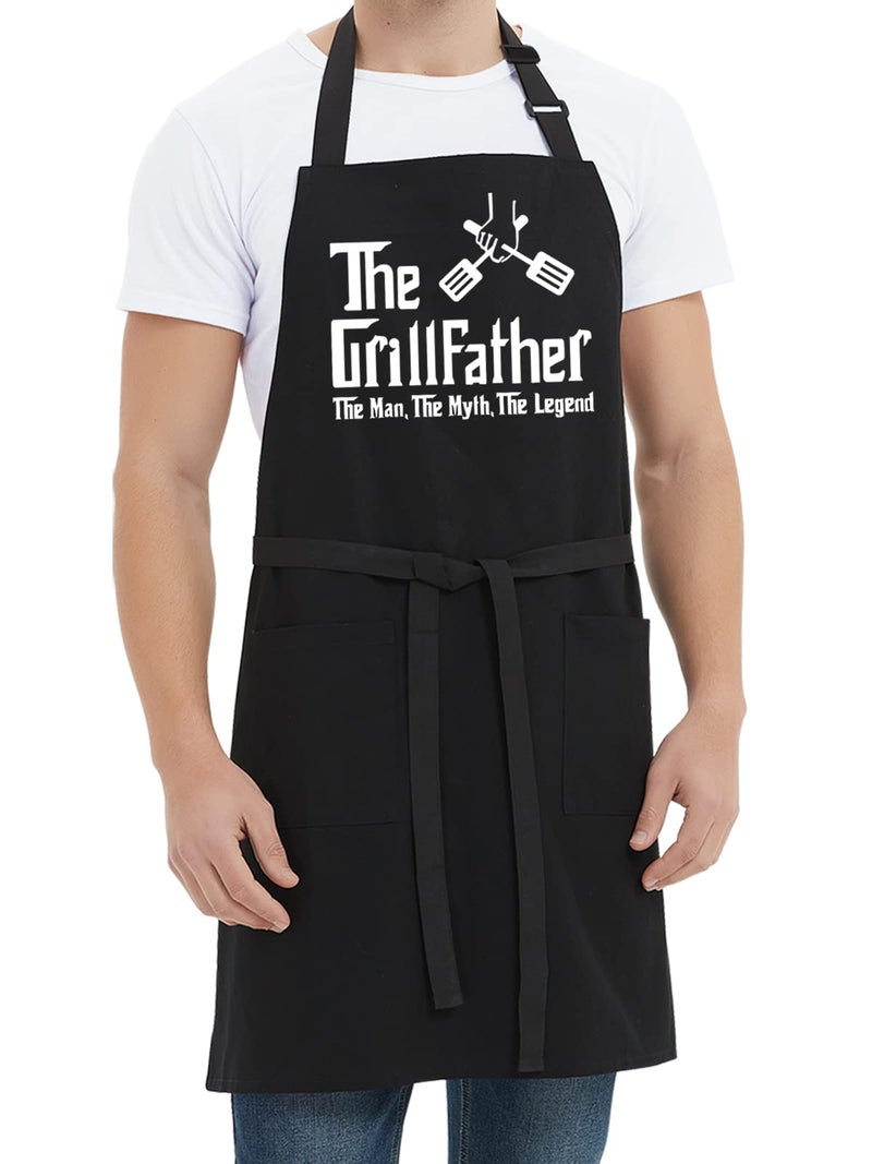 Kaidouma Funny Grill Aprons for Men - The Grillfather - Menâ€™s Funny Chef Cooking Grilling BBQ Apron with 2 Pockets - Birthday Father's Day Christmas Gifts for Dad, Step Dad, Father in Law, Husband - Image 5