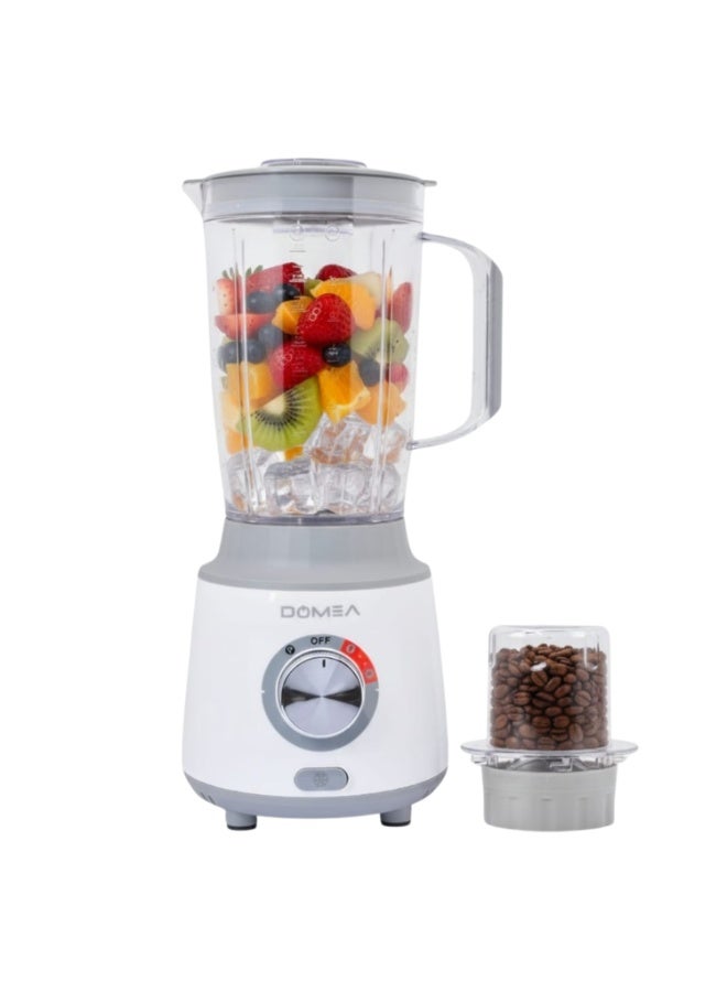 DOMEA 2-in-1 Blender & Grinder, 600W High-Speed Motor, 1.8L Juice Blender Jar + 300 ml Grinder Jar, 2-Speed + Pulse Function, Stainless Steel Blade, Ice Crushing, Coffee Grinding, Countertop Blender - Image 1