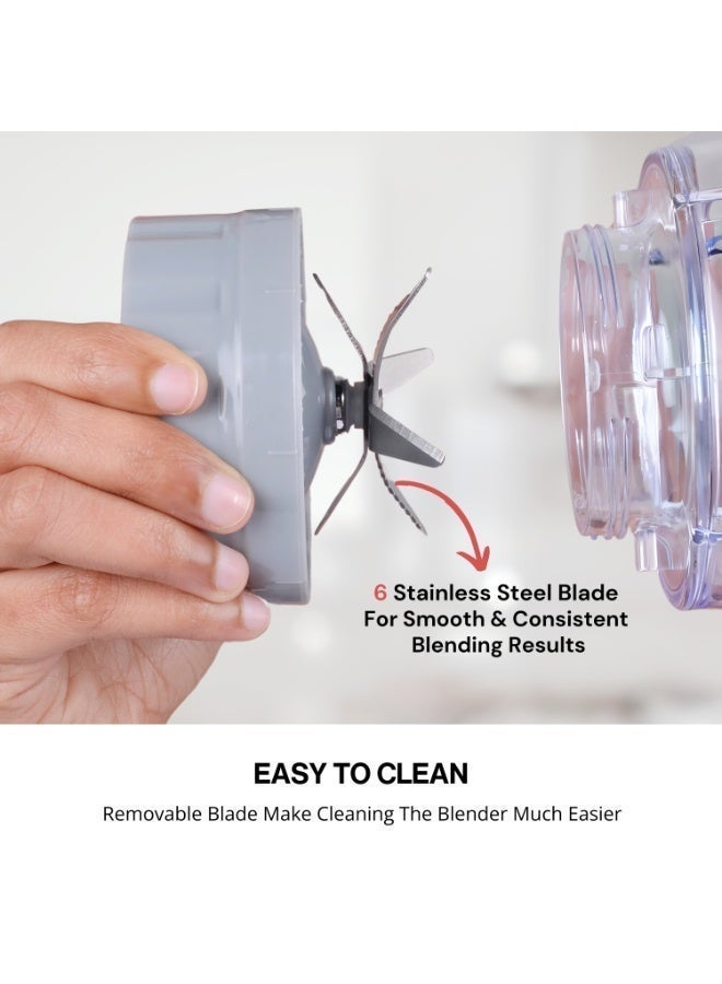 DOMEA 2-in-1 Blender & Grinder, 600W High-Speed Motor, 1.8L Juice Blender Jar + 300 ml Grinder Jar, 2-Speed + Pulse Function, Stainless Steel Blade, Ice Crushing, Coffee Grinding, Countertop Blender - Image 3