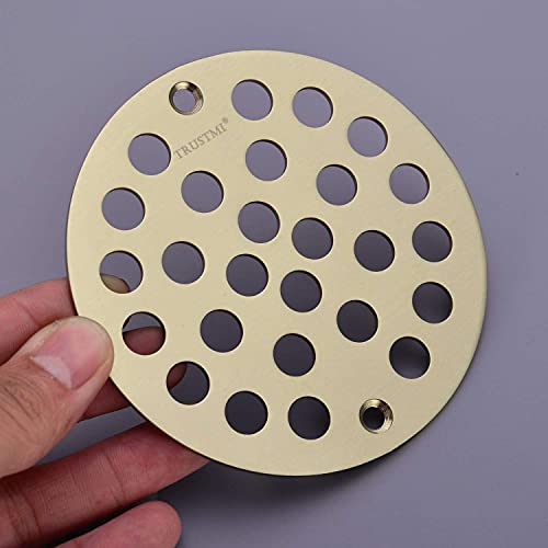 TRUSTMI 4 Inch Screw-in Shower Drain Cover Replacement Floor Strainer,Brushed Gold - Image 4