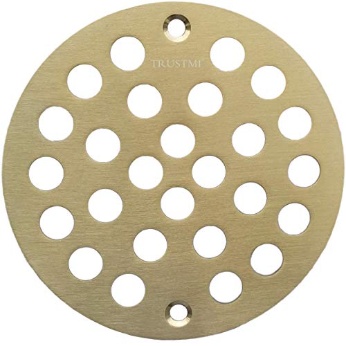 TRUSTMI 4 Inch Screw-in Shower Drain Cover Replacement Floor Strainer,Brushed Gold - Image 1
