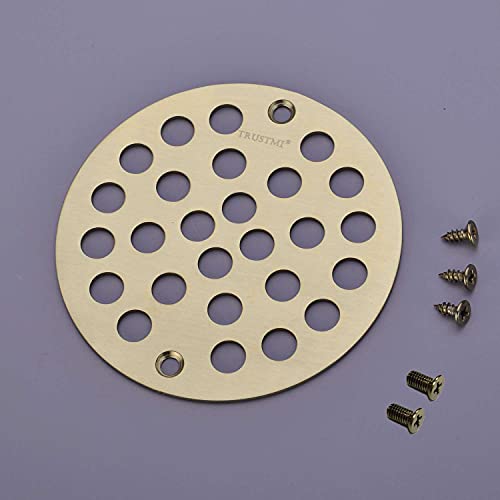 TRUSTMI 4 Inch Screw-in Shower Drain Cover Replacement Floor Strainer,Brushed Gold - Image 2