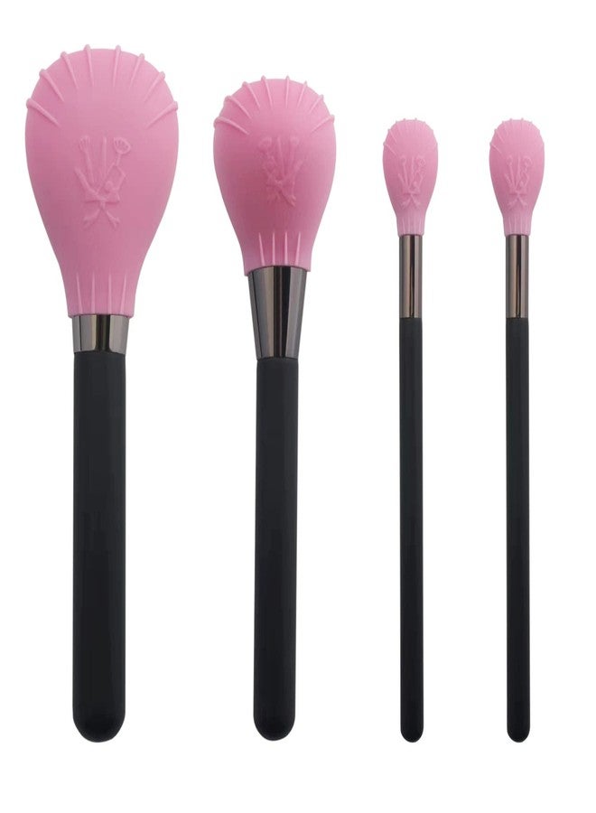 LORMAY 4 Pcs Silicone Makeup Brush Covers, Brush Bubbles for Protecting Bristles from Getting Crushed and Keeping Cosmetic Bag Clean (Pink) - Image 1