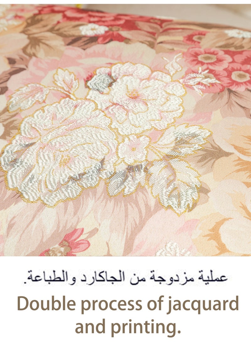محاكاة الحرير رمي غطاء الوسادة مجموعة من 2 50x50 سم غطاء الوسادة الفيسكوز الزهري ، جاكارد مع طباعة المزرعة محايدة غطاء الوسادة الزخرفية للأريكة أريكة السرير ، ديكور المنزل - Image 5