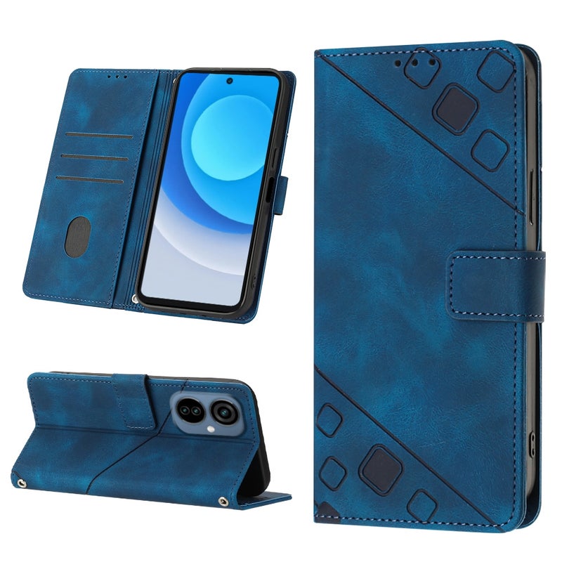 HuHa Case Cover For Tecno Camon 19 Neo Skin-feel Embossed Leather Phone Case(Blue) - Image 1