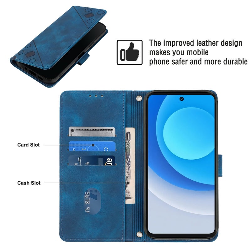 HuHa Case Cover For Tecno Camon 19 Neo Skin-feel Embossed Leather Phone Case(Blue) - Image 4