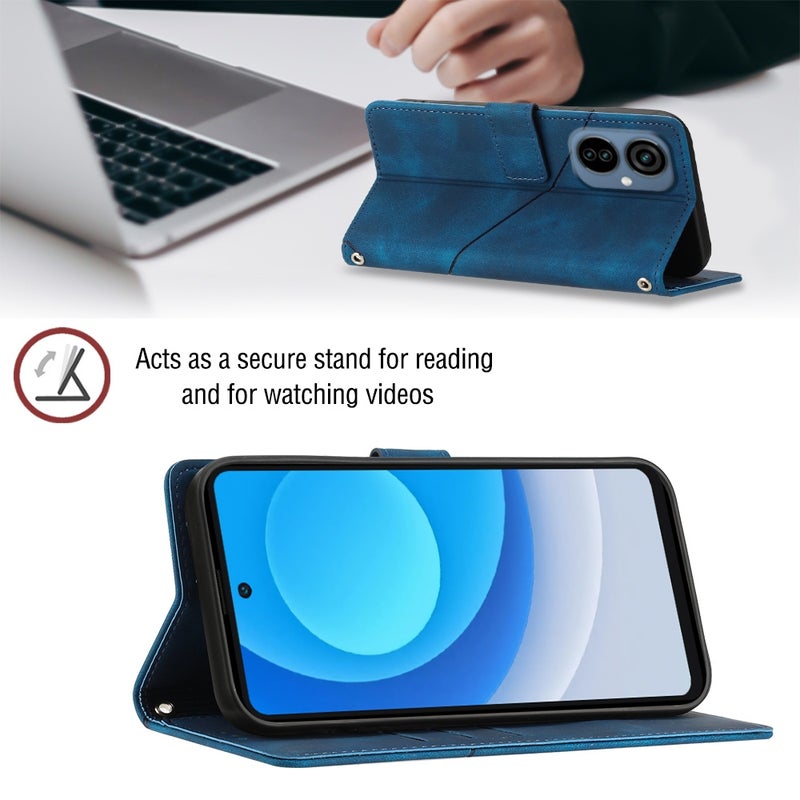 HuHa Case Cover For Tecno Camon 19 Neo Skin-feel Embossed Leather Phone Case(Blue) - Image 5