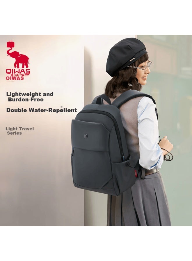 Oiwas Lightweight Large Capacity Gray Backpack For Middle School, High School, And College Students, Business And Casual Travel Bag