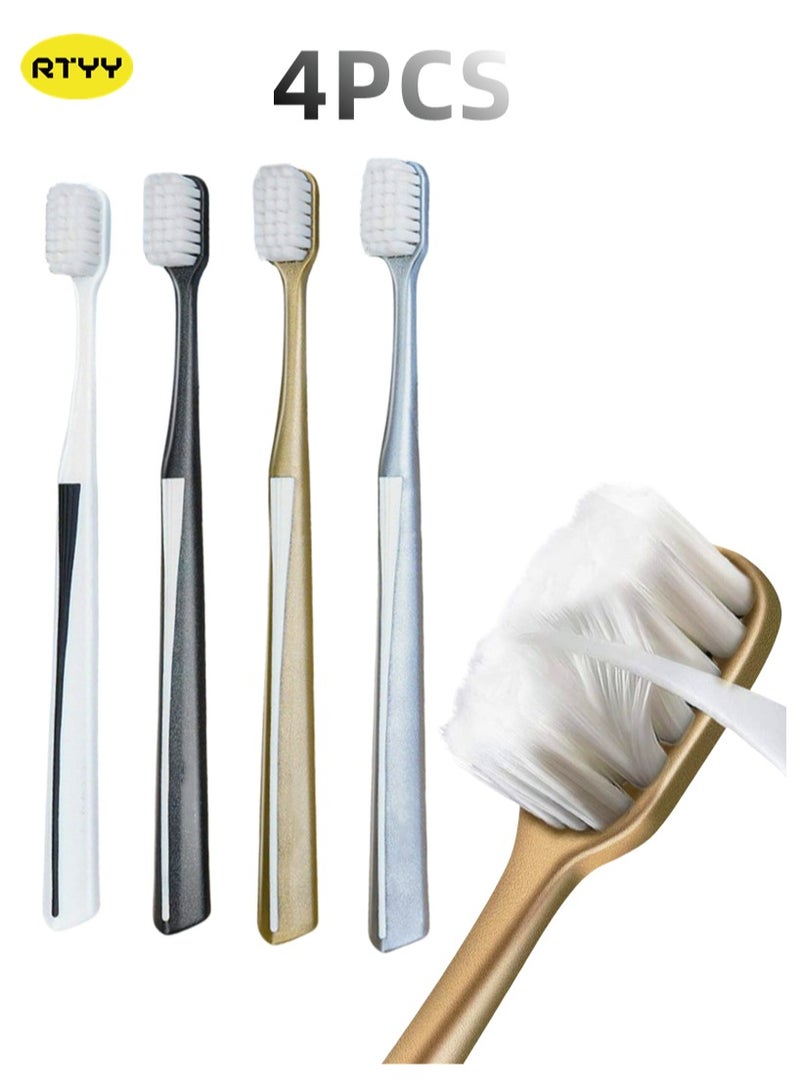 RTYY 4 قطع من فرشاة الأسنان الدقيقة ذات الشعيرات الناعمة للغاية للعناية بالأسنان واللثة الحساسة، فرشاة أسنان فائقة النعومة للبالغين والأشخاص الذين يرتدون تقويم الأسنان، مناسبة للأسنان الحساسة وانحسار اللثة الفموية - Image 1