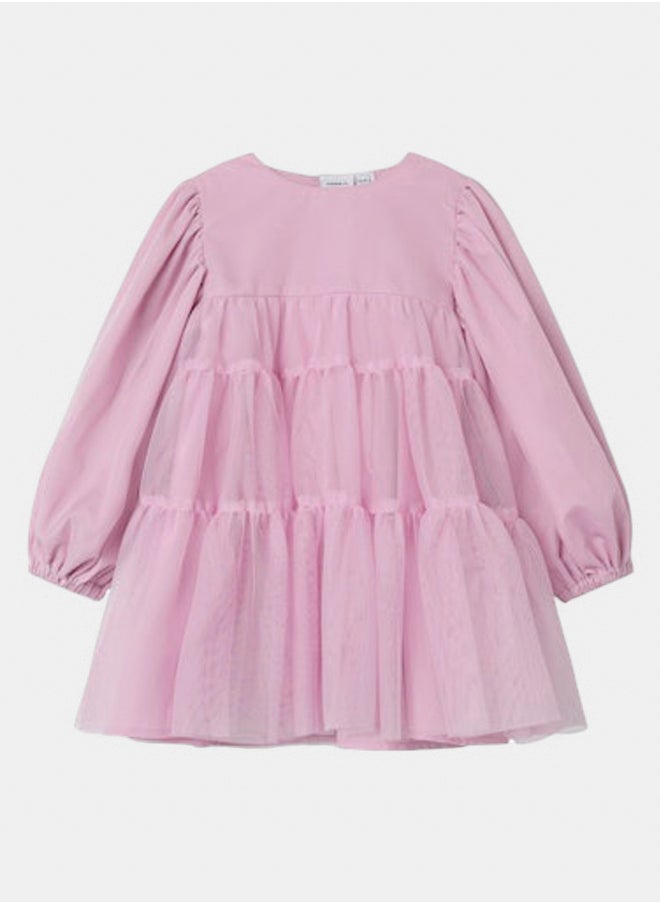 NAME IT name it Girls Ritul Longsleeve Tulle Dress  - Image 1