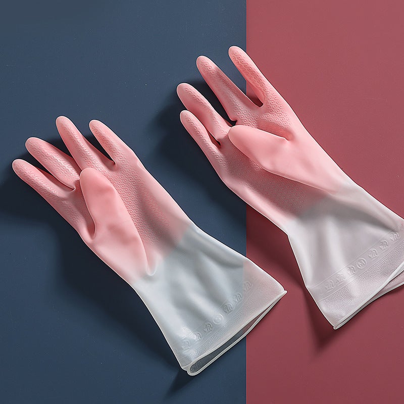 Bi-Color Latex Gloves for Kitchen Cleaning Gradient powder - Image 1