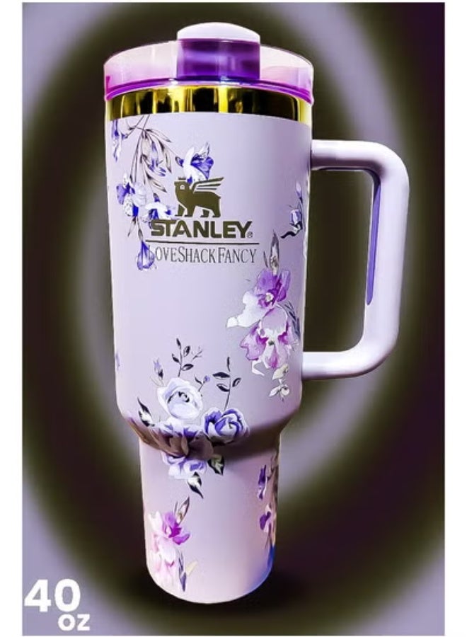 40oz Stainless Steel Travel Tumbler with Reusable Straw | BPA Free & Eco Friendly | Leakproof FlowState Lid | Double Wall Insulation Keeps Drinks Hot for 16 Hours & Cold for 24 | Dishwasher Safe | Slim Base Fits Car Cup Holders | Durable Ergonomic Handle for Commute, Travel & Outdoor Use