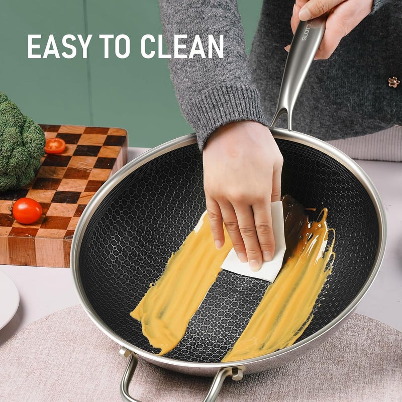 SLOTTET Hybrid 12-Inch Wok with Steamer,Nonstick Stainless Steel Woks & Stir-fry pans with Lid,Stay-Cool Handle,PFOA Free Cookware,Dishwasher and Oven Safe, Works on Induction - Image 4