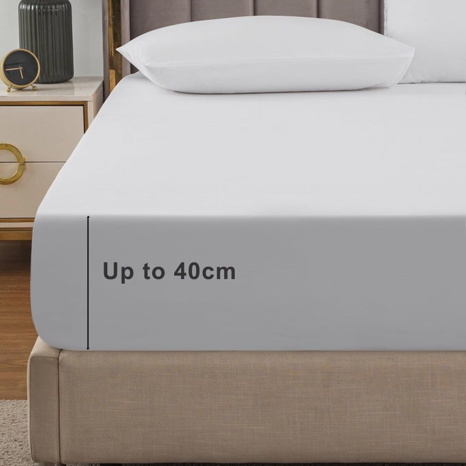 DOUBLE FITTED SHEETS 40 CM EXTRA DEEP POCKET WHITE BED SHEETS 16 INCH SOFT MICROFIBER BOTTOM SHEET FOR DOUBLE BED 135X190CM