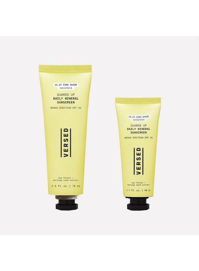 Ersed Guards Up Daily Mineral Sunscreen Spf 35 Zinc Oxide Broad Spectrum Sunscreen For Acne Prone Skin Lightweight Skinlike Nonnano Sun Screen Vegan + Pregnancy Safe (2.5 Oz)