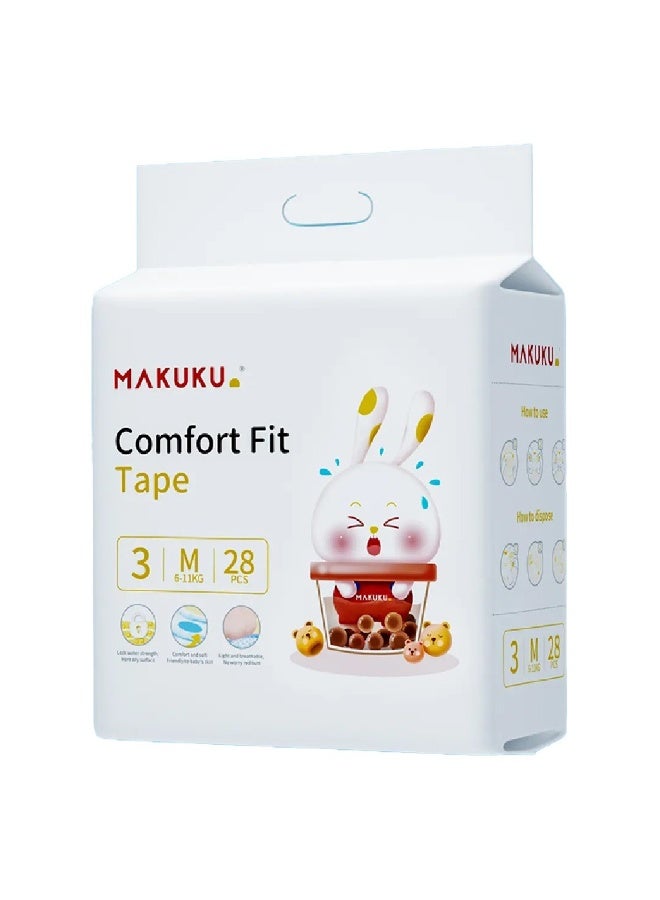 Comfort Fit Tape Baby Diapers, Size 3, Medium For 6 To 11Kg, Pack of 28's
