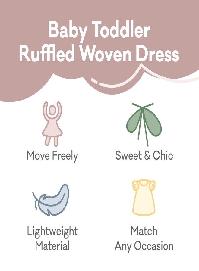 بيور بورن فستان صيفي أنيق بأكمام مكشكشة من القطن، مناسب للفتيات الصغيرات من عمر 3-4 سنوات، متوفر بألوان بيج فاتح، وردي، وأزرق بنقشة زهور. - Image 4