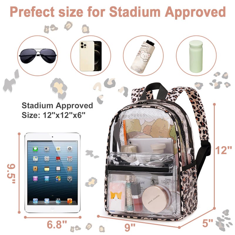 BTOOP Clear Mini Backpack for Stadium Events 12x12x6 Small Transparent Backpacks Plastic See Through Clear Bag for Concerts Work Festival Security Travel - Image 4