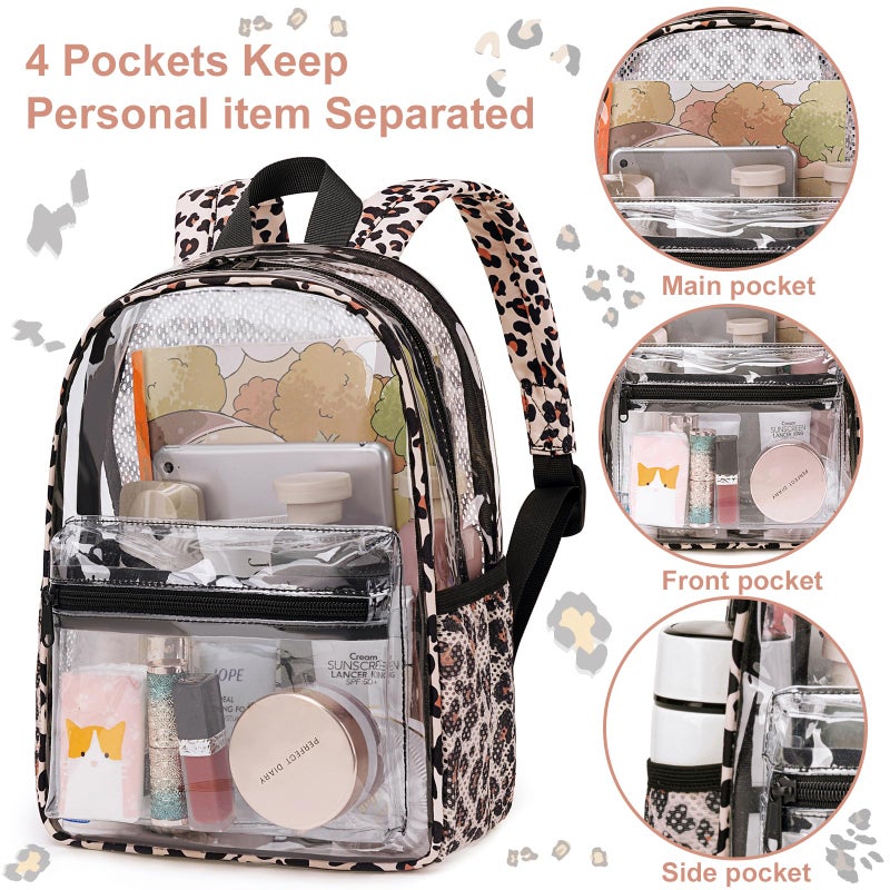 BTOOP Clear Mini Backpack for Stadium Events 12x12x6 Small Transparent Backpacks Plastic See Through Clear Bag for Concerts Work Festival Security Travel - Image 2