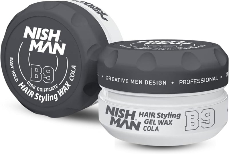 NISHMAN Aqua Gel Wax for Men B9 Cola 150g Cola Scent Natural Shine Look Ultra High Strong Hold LongLasting Control and Definition