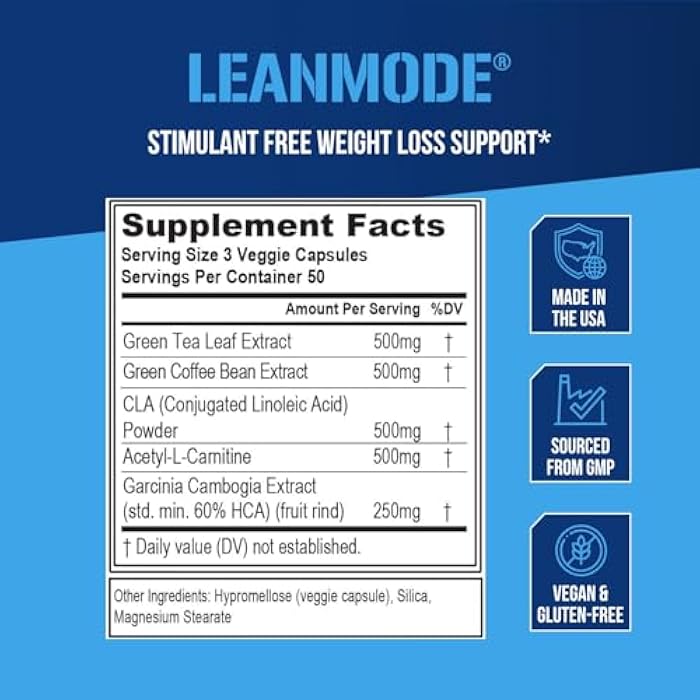 Evlution EVL Weight Loss Support Pills - Premium Multipurpose Appetite Metabolism and Fat Loss Support for Men and Women - LeanMode with Green Coffee Bean Extract CLA and Garcinia Cambogia - 50 Servings - Image 3