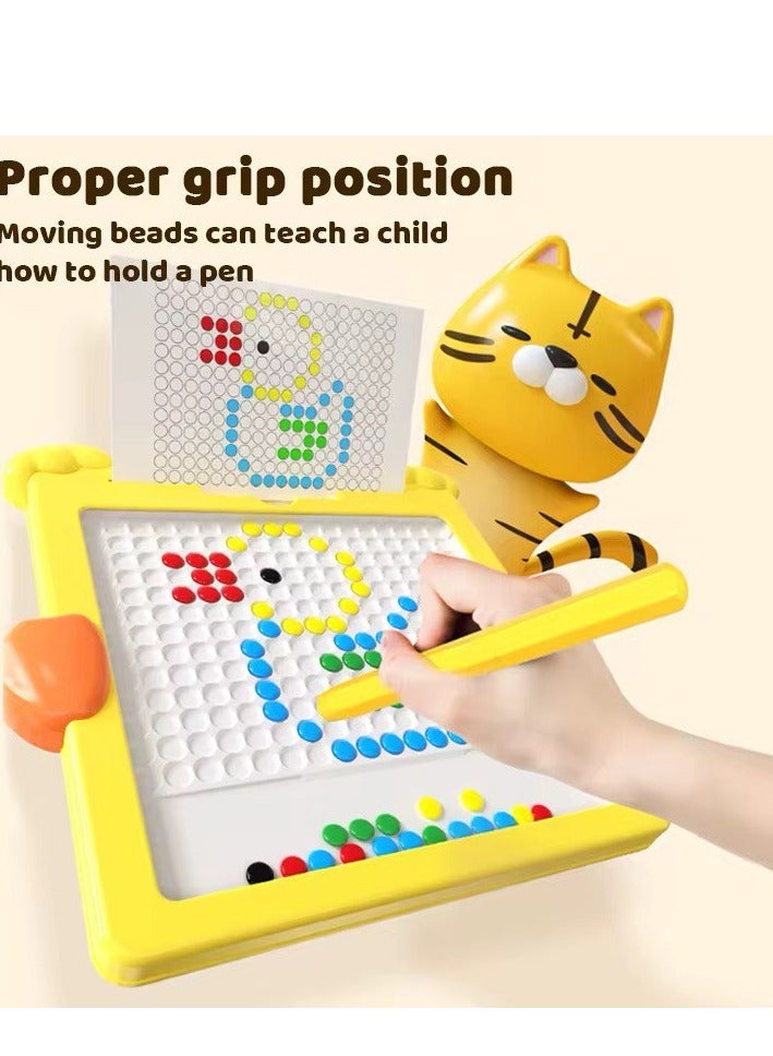 Kids Magnetic Drawing Board, Duck-Shaped Educational Toy with Colorful Beads, Yellow  - Image 2