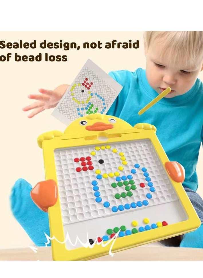 Kids Magnetic Drawing Board, Duck-Shaped Educational Toy with Colorful Beads, Yellow  - Image 3