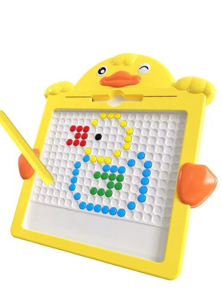 Kids Magnetic Drawing Board, Duck-Shaped Educational Toy with Colorful Beads, Yellow  - Image 4