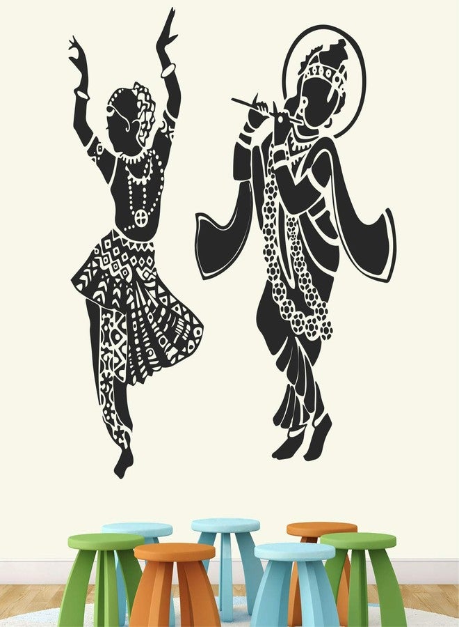 StickMe Lord Radhe Krishna Hindu God Creative Religious Wall Sticker - Self Adhesive Peel & Stick Vinyl Decal Home Living Room Wall Decorations (Multi Colour) (Medium - 90 x 90 cm) - Image 2