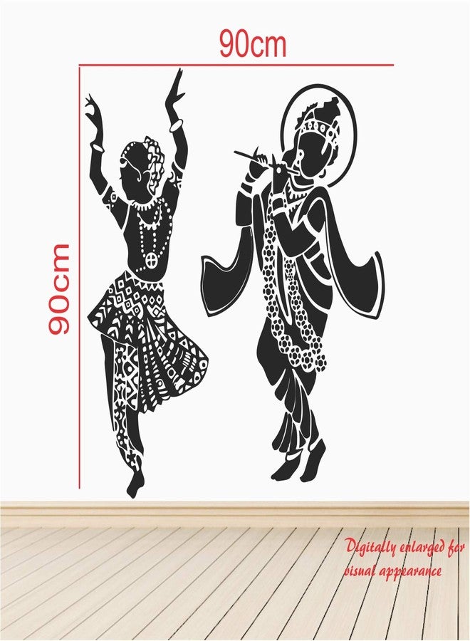 StickMe Lord Radhe Krishna Hindu God Creative Religious Wall Sticker - Self Adhesive Peel & Stick Vinyl Decal Home Living Room Wall Decorations (Multi Colour) (Medium - 90 x 90 cm) - Image 3