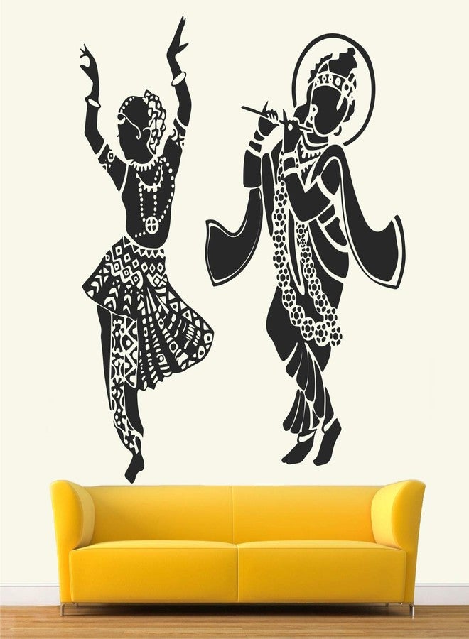 StickMe Lord Radhe Krishna Hindu God Creative Religious Wall Sticker - Self Adhesive Peel & Stick Vinyl Decal Home Living Room Wall Decorations (Multi Colour) (Medium - 90 x 90 cm) - Image 1
