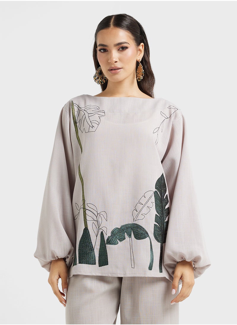 hayas closet Embroidered Blouse & Pants Set  - Image 3