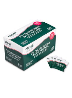 Clinell CA2C240 - 2% Chlorhexidine in 70% A Wipes, 240 Individually Wrapped Sachets in 1 Box, Made in The UK