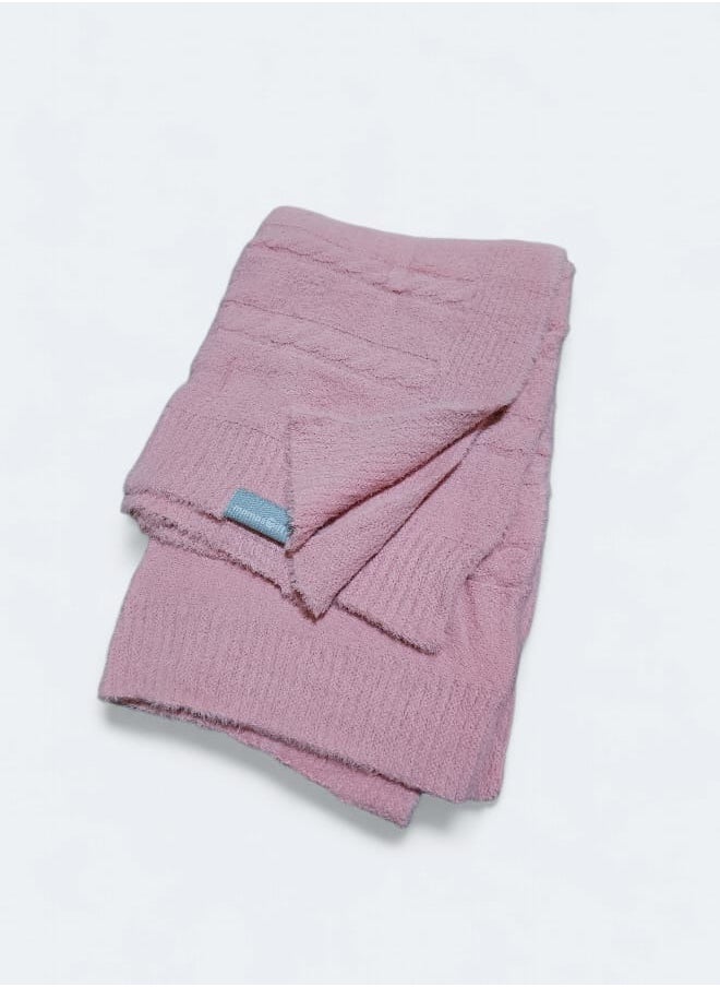Mamas Gift HAIRY BRAIDED BLANKET PINK 80X100  - Image 2