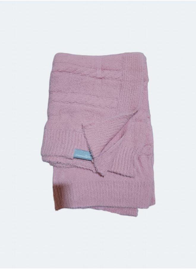 Mamas Gift HAIRY BRAIDED BLANKET PINK 80X100  - Image 3