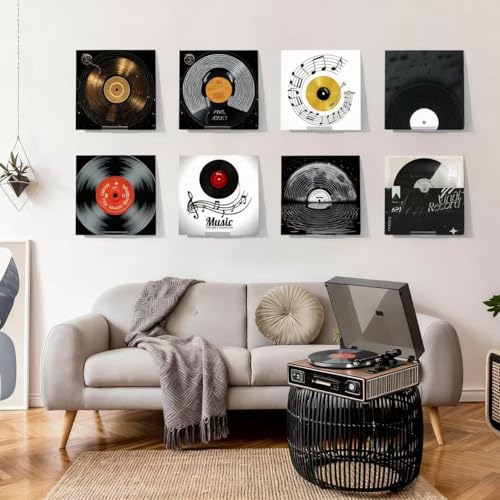 Kalami 6 Pack Vinyl Record Holder Wall Mount No Drill Self Adhesive Acrylic Record Shelf Display Racks for LP Album Covers CD Book Pictures - Image 3