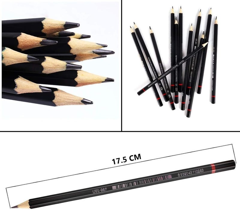 ABOUT SPACE Artist Pencil for Sketching Drawing Art Pack of 12 with Metal Case B 2B 3B 4B 5B 6B 7B 8B HB H 2H F - Image 3