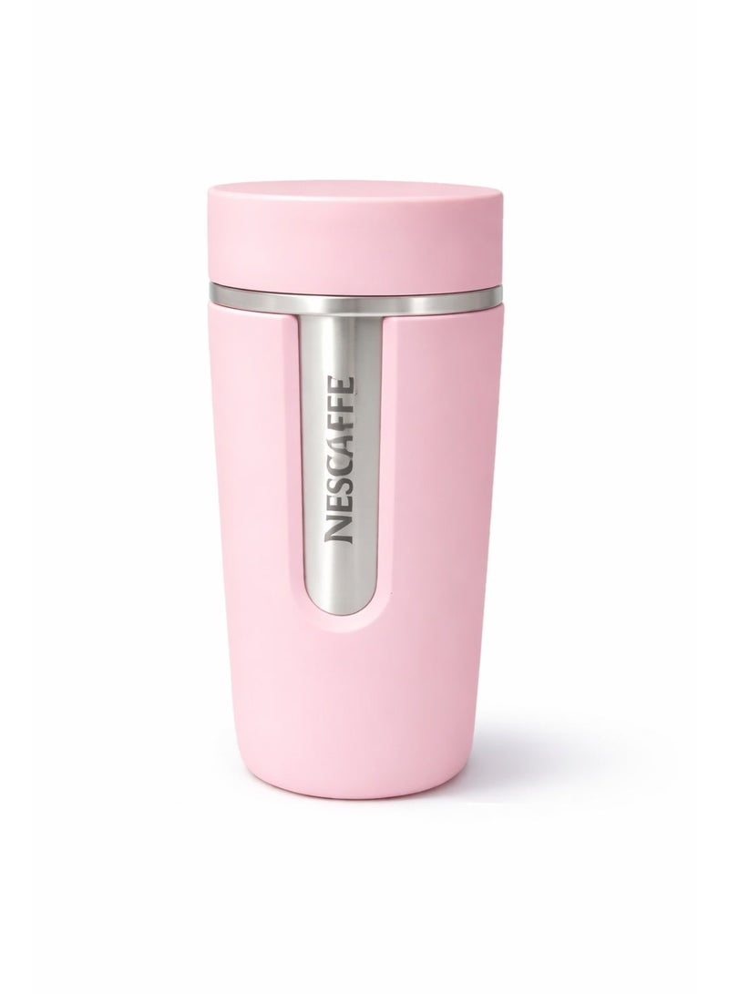Nescafe Premium Insulated Stainless Steel Coffee Mug | Leak-Resistant Travel Coffee Cup | Hot & Cold Vacuum Mug | Stylish Pink Design - Image 1