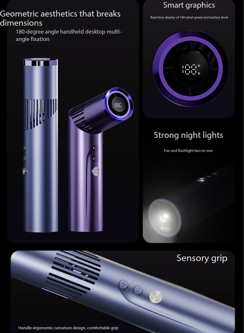 Ding Zap Portable Handheld Turbo Fan- 3000mAh Rechargeable Personal Fan - 199-Speed Mini Lighting Fans with LED Display & 90° Foldable for Neck/Desk/Hand, Ideal Gift for Travel Outdoor/Home - Image 3